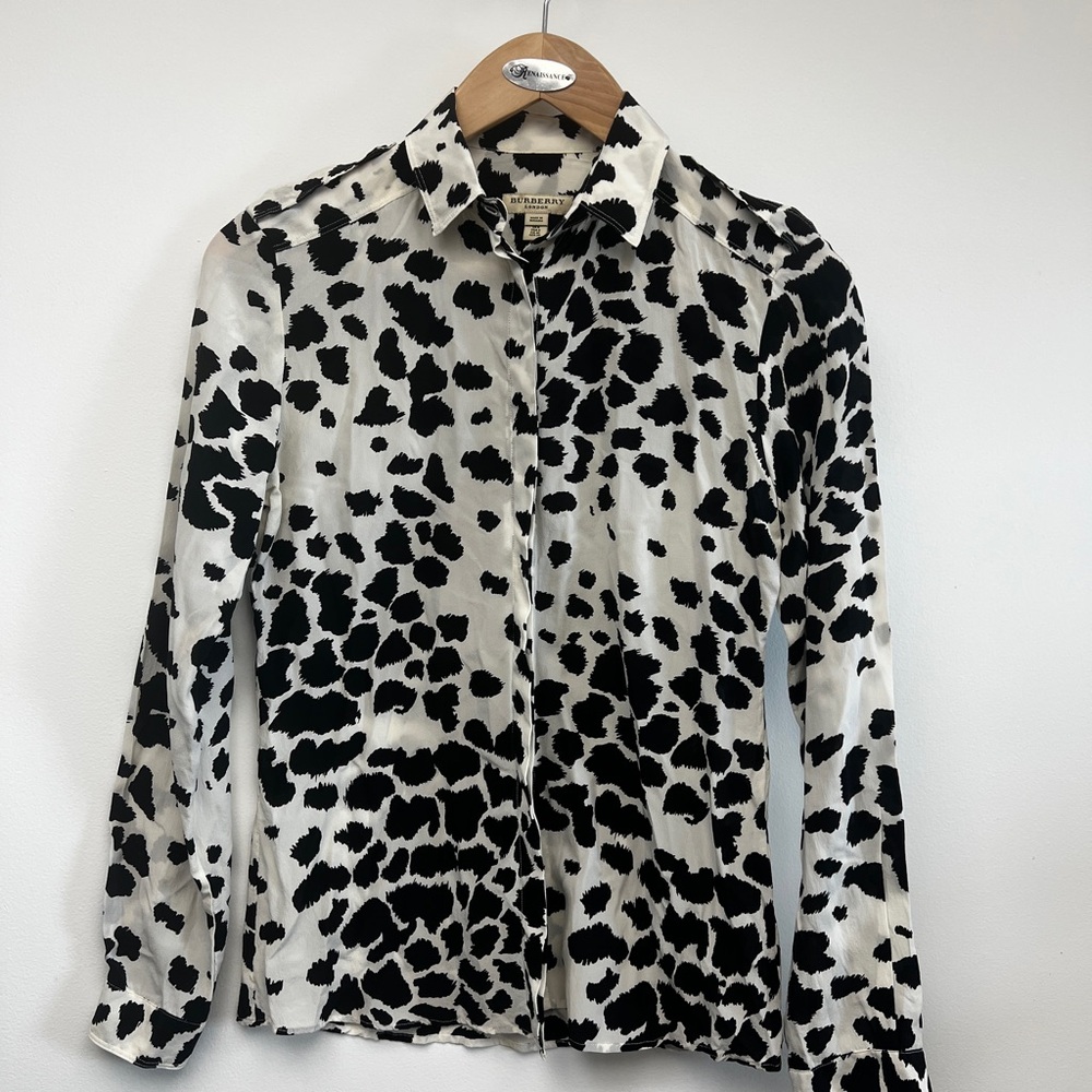 Burberry Black and White Silk Shirt